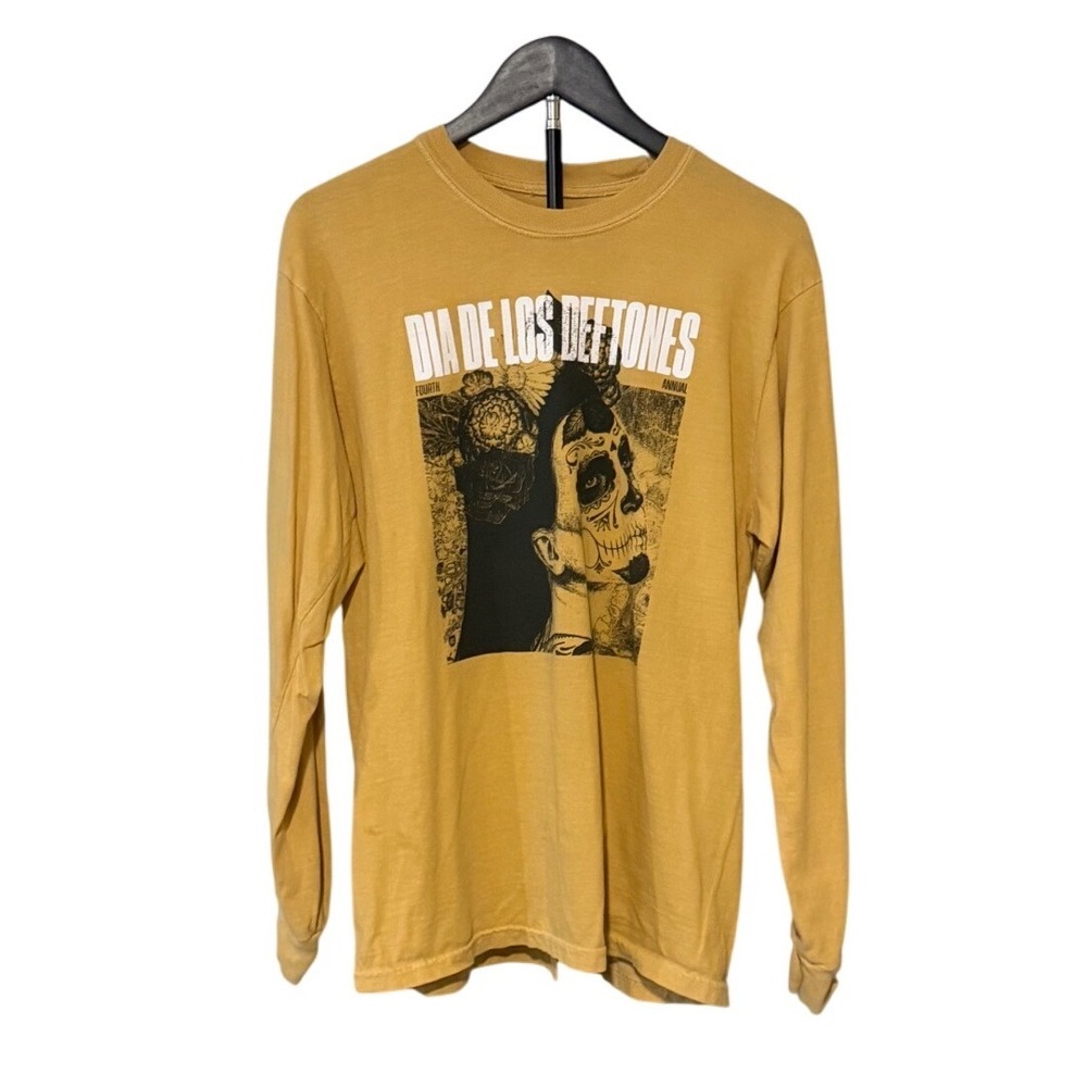 Deftones Dia De Los Deftones 2023 Festival Long Sleeve Shirt Yellow Mens Medium